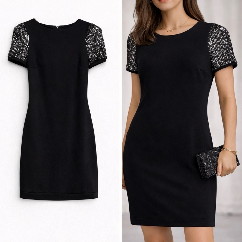 Chic Black Mini Dress with Sequin Accents